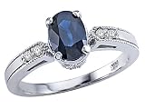 1.04 cts Genuine Sapphire and Diamond Ring - 14kt White or Yellow Gold