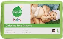 Seventh Generation Chlorine Free Baby Diapers, Stage 1 (8-14 Lbs.), 44 Count (Pack of 4)