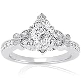 1.2 Ct Marquise Diamond Fleur Vintage Milgrain Engagament Ring GIA 14K Gold New