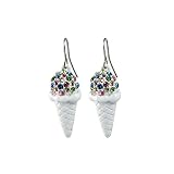 Cute White Ice Cream Cone Crystal Earrings Fashion Jewelry