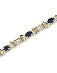 14kt Yellow Gold Oval Blue Sapphire and Diamond Bracelet