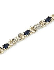 14kt Yellow Gold Oval Blue Sapphire and Diamond Bracelet