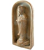 Kuan Yin Cast Stone Garden Plaque