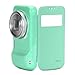 GMYLE(R S-View with Lens Cover for Samsung Galaxy S4 Zoom - Mint Green Zoom TPU Flip Folio Cases with Lens Cover Brand Logo
