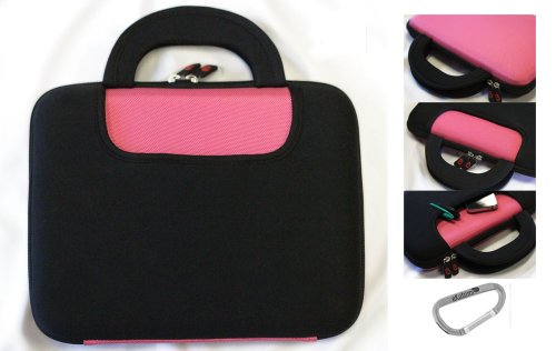 Magenta Laptop Hard Case for 10 inch Acer Iconia Tab A500-10S16u, A500-10S32u, W500-BZ467 Tablet + A Carabiner Hook.