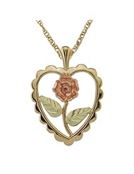 Black Hills Gold Jewelry by Coleman Scalloped 10K Gold Rose Heart Necklace
