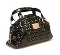 Black patent quilted tote bag handbag with heart shaped quilting by Claudia Canova