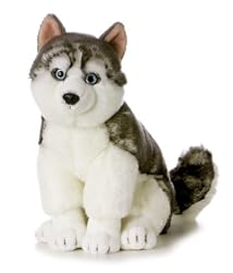 HUSKY SITTING STUFFED PLUSH TOY 19"