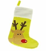 Two's Company Christmas Stocking-green with Raindeer