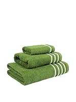 Flor De Algodón Set Toalla 3 Uds. 400 gr Verde 30X50+50X100+100X150 cm