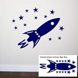 ROCKET SHIP Wall Room Decal Sticker Boy Stars Space | Color: Navy Blue ROCKET SHIP Wall Room Decal Sticker Boy Stars Space | Color: Navy Blue