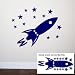 ROCKET SHIP Wall Room Decal Sticker Boy Stars Space | Color: Navy Blue