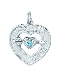Sterling silver Topaz Heart w/ birthstone March Necklace