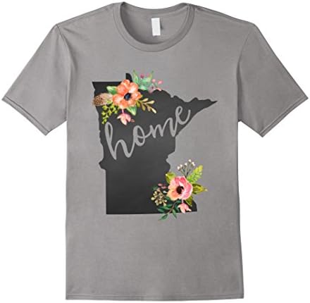 Men's Minnesota Home Chalkboard Watercolor Flowers State T-Shirt 3XL Slate