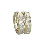 14K Yellow Gold 1/4 ct. Baguette Cut Diamond Hoop Earrings