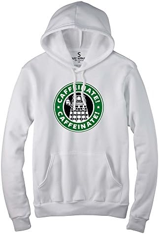 Glit-Z Unisex Caffeinate Funny Coffee Parody Funny Pullover Hoodie S White