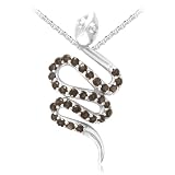 Sterling Silver Round Shaped Smoky Quartz and Diamond Snake Pendant (0.007 cttw, I-J Color, I1-I2 Clarity), 18