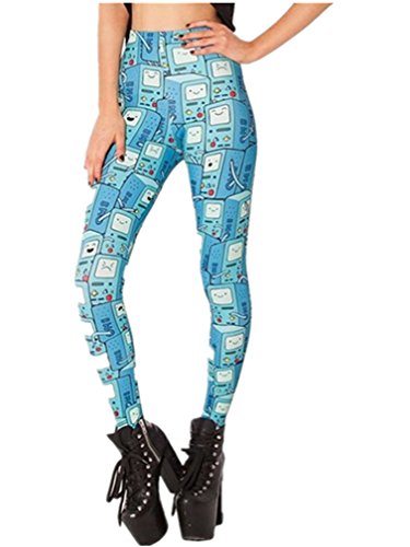 Amour-Celeb Inspired Adventure Time BMO Digital Print Leggings Pants Tights O/S (One Regular Size, MD1003)