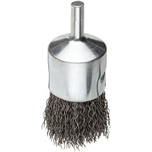 Weiler Wire End Brush, Solid End, Round Shank, Steel, Crimped Wire