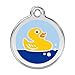 Custom Engraved Stainless Steel and Enamel Dog ID Tag - Rubber Ducky (Small)