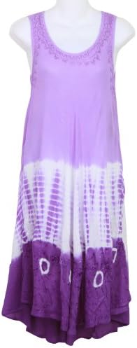 Raya Sun Tie Dye Dress/Cover Up in Purple/White Size L
