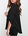 Roswear Women's Casual V Neck Cuffed Sleeves Solid Chiffon Blouse Top