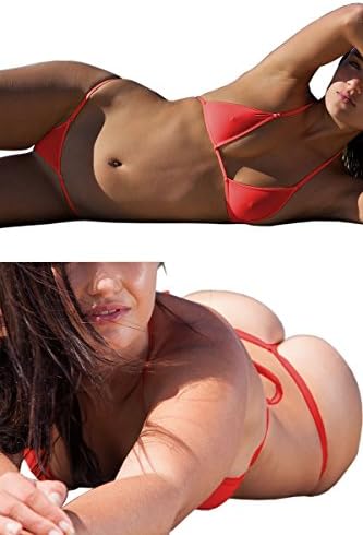 SEXY BAYWATCH RED WOMANS THONG BIKINI SET TOP AND BOTTOM
