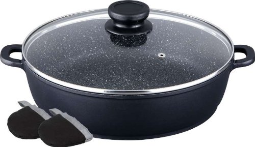 Faitout bas en pierre + fonte d'aluminium 24 cm 3,1L + couvercle + manchon offert