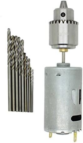 Electric Motor Smaill PCB Drill Press Drilling Compact Set + 10PC 0.8-2.5mm Twist Bits with 0.3-4mm JTO Chucks DC 12V Multi Tool