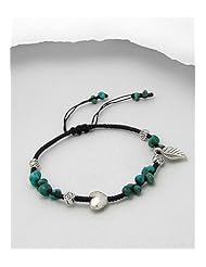 Cotton Waxed Thread Turquoise Bracelet In Zinc
