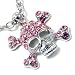 Pink Crystal Skull & Crossbones Pendant Necklace