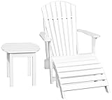 Set of 3 White Adirondack Chair Footrest and Side Table Set of 3 White Adirondack Chair Footrest and Side Table