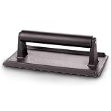 Relaxdays Fleischpresse Hackfleischpresse Steakpresse Gusseisen antihaftbeschichtet mit thermoplastischen Griff 20 x 10 x 7 cm