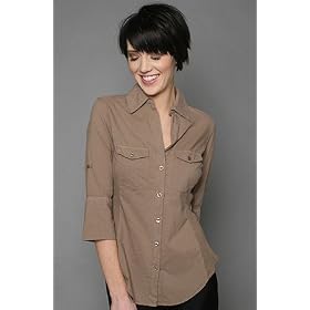Buy Alternative Apparel The Jamie Button Down Shirt in Taupe,Tops (L S) for Women by Alternative