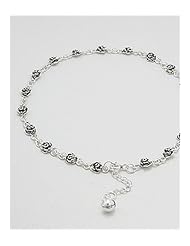 Flower Anklet In 92.5 Sterling Silver