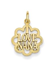 14k Yellow or White Gold Antiqued I Love Nana Charm