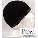 Crochet Unisex Crochet Beanie Skull Hat : Black with Charcoal Rim 2ST