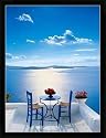 Bild mit Rahmen: Georges Meis, Thira, Table and Chairs, 30 x 40 - Aluminium Basic M: Schwarz matt