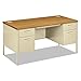 HON Double Pedestal Desks-Double Pedestal Desk, 60"x30"x29-1/2", Harvest/Putty