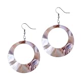 Pugster Bean Red Mother Of Pearl Circle Earring Dangle Earrings