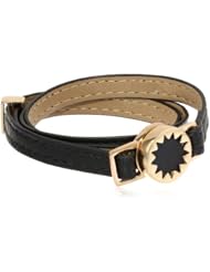 House of Harlow 1960 Gold Tone Sunburst with Leather Wrap Bracelet, 20.5"