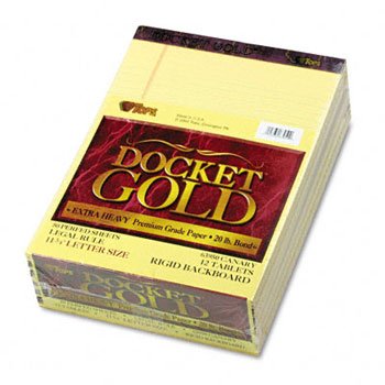 New-TOPS 63950 - Docket Gold Perforated Pads, Legal Rule, Letter, Canary, 12 50-Sheets Pads/Pack - TOP63950