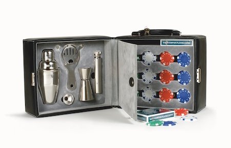 Martini and Poker Bar Set with Case