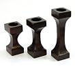 EXP Elegant Set of 3 Handmade Acacia Wood Candleholders