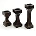 EXP Set of 3 Handmade Elegant Wooden Candleholders With Tapered Stems And Rich Mahogany Finish