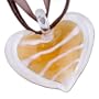 Valentines Day Jewelry Murano Glass Yellow Stripes Heart Pendant