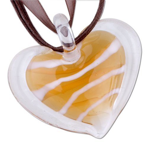 41wiYtXTd1L Yellow Stripes Heart Pendant Murano Glass