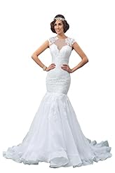 Cap Sleeves Tulle Jeweled Mermaid  Dress