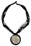 Kelevra NE0184 Ladies Hand Made MOP Shell Set on Wood Necklace.