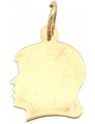 Girl Head Silhouette Charm 14K Gold 17.5mm